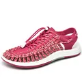 Sandalias de playa tejidas en rosa transpirable con suela blanca para el verano - Rosa rojo