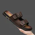 Men's brown breathable open-toe beach sandals with double buckles - 40 / M620 Style (M620) / Brown