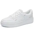 Fashionable all-white low-top leather casual sneakers for men with trendy lace-up design. - 39 / White