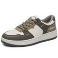 Stylish men's color-block lace-up low-top casual sneakers in beige and olive tones - 39 / Beige Brown