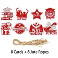 Set di 8 etichette pendenti per laurea glitterate rosse e argento con 8 spaghi di juta. - Set da 8 / Rosso/Argento