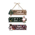 Cartel festivo de tres niveles para puerta de Navidad con figuras de Papá Noel y muñeco de nieve - Letrero de puerta de Navidad