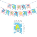 Detailweergave van regenboog verjaardagsbanner met 13x18cm vlagafmetingen - Cartoon Verjaardag Banner / Veelkleurig Stijl A