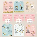 Vista detallada de un set de 6 tarjetas de cumpleaños con temas de dibujos y sobres rosa - 6 Sobres + 6 Tarjetas (Estilo B)
