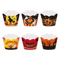 Halloween party cupcake wrappers featuring ghosts pumpkins and witches decorations for cakes - Halloween Cake Wrapper Style A / 6 Pcs/Set