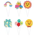 Assorted cartoon cake toppers featuring sun, balloons, and rainbow designs for party - Birthday Cake Topper Style C / Set of 6