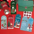Lot de 6 cartes de vœux de Noël festives avec enveloppes vertes et autocollants ronds - Carte de Noël verticale 20K Style A / 6 Cartes + 6 Enveloppes + 6 Autocollants