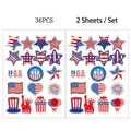 Set di adesivi patriottici Giorno Indipendenza USA, 36 pezzi inclusi in 2 fogli. - Set da 36 Pezzi / Adesivi Giorno dell'Indipendenza