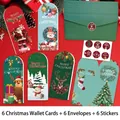 Pack de 6 tarjetas navideñas para regalo de dinero con sobres verdes y pegatinas - Tarjeta de Navidad vertical 20K Estilo B / 6 Tarjetas 6 Sobres 6 Pegatinas