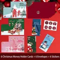 Christmas money holder card set with 6 envelopes and festive stickers for gifting - Tri-fold Christmas Card Style B / 6pcs