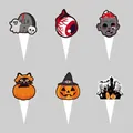 6-piece Halloween cupcake toppers set featuring pumpkin zombie and ghost designs - Halloween Cake Topper Style A / 6 Pcs/Set
