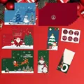 Coffret de 6 cartes de Noël porte-monnaie avec enveloppes rouges et autocollants - Carte de Noël pliable Style A / 6 Cartes + 6 Enveloppes + 6 Autocollants