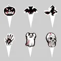 Bloody Halloween cupcake toppers set with pumpkin, ghost, and skull for party decor. - Halloween Cake Topper Style B / 6 Pcs/Set