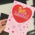 Carte de fête des mères rose avec un grand cœur et le texte doré Best Mom Ever design - Style F / Lot de 10