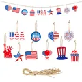 USA Independence Day patriotic hanging ornaments set with twine for party decor - Heart Hanging Tags / 10 Pieces Pack