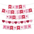 Festive Valentine's Day banner set with Happy Valentine's Day and Love heart flags - 5 Piece Set