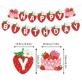 Gedetailleerde afmetingen voor aardbeien verjaardagsslinger en taartdecoraties - Aardbei Verjaardag Letter Banner / 15 Stuks Verpakking
