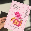 Détail d'une carte de fête des mères rose avec des motifs de cœur et de fleurs - Style J / Lot de 10
