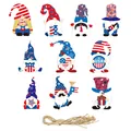 Set of 10 USA Independence Day gnome hanging tags with natural twine for party decoration - Gnome Hanging Tags / 10 Pieces Pack