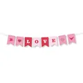 Valentine's Day 'LOVE' party banner decoration with pink and red heart bunting flags - LOVE Banner