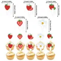 Zomerse aardbei fruit thema cupcake toppers set met specifieke afmetingen labels - Aardbei Cupcake Toppers