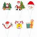 Kersttaarttopperset met kerstman, sneeuwpop en zuurstokontwerpen - Taart Topper Type A / Set van 6