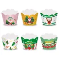 Decoratieve kerst cupcake vormpjes van papier met kerstman en rendier, set van 6 - Taart Wrapper Type B / Set van 6