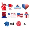 July 4th Independence Day hanging decorations with American flag stars and stripes theme - Heart Hanging Swirls / Set of 8
