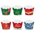 Set van 6 feestelijke kerst cupcake wrappers met rendier en kerstman motieven - Taart Wrapper Type C / Set van 6