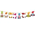 Colorful Easter gnomes garland banner decoration with patterned eggs on white background - Gnome Style C / Shaped Gnome Banner