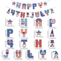 USA Unabhängigkeitstag Girlande Set 'Happy 4th July' mit detaillierten Maßen - Unabhängigkeitstag Banner Stil C / 12er-Set