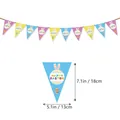 Decorative Easter party triangular bunting banner with bunny pattern, size 18x13cm - Triangle Rabbit A / Triangle Flag Banner