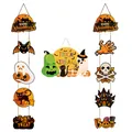 Halloween party hanging paper decorations set with pumpkin ghost and bat designs - Ghost Door Hang and Couplet