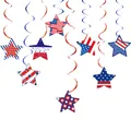 Patriotische USA Unabhängigkeitstag Sterne Hängedeko mit Flaggenmustern in Rot Blau - Stars and Stripes Stern Hängen Wirbel