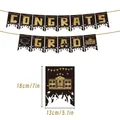 Striscione di laurea 2024 nero e oro con scritte glitterate dorate Congrats Grad - Nero / 14 Pezzi
