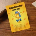 Yellow Father's Day greeting card with trophy design and inspirational message - Father's Day Card Style F (11.4x8cm) / 10 Sheets Set