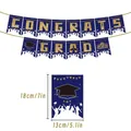 Banner di laurea blu navy CONGRATS GRAD con bandierine con lettere glitterate da 13x18cm - Blu / 14 Pezzi