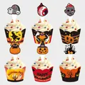 Halloween cupcake wrappers and toppers set with spooky pumpkin and ghost designs - Halloween Cupcake Wrappers and Toppers A