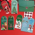 Lot de 6 jolies cartes de vœux de Noël avec enveloppes et autocollants, motifs festifs. - Carte de Noël verticale 20K Style B / 6 Cartes + 6 Enveloppes + 6 Autocollants