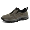 Strapazierfähige graue Wildleder-Slipper für Herren mit dicker Anti-Rutsch-Wandersohle - 38 / Khaki Lässiger Stil (HT-2938)