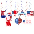 Detailansicht der Hängedekoration zum Unabhängigkeitstag mit USA-Flaggenmustern. - Unabhängigkeitstag Herz-Spirale-Hängedeko Sortiert