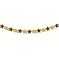 Glitter goud afstudeerhoed en zwarte ster slinger voor versiering van examenfeest - Glitter Graduatie Banner (Gele Hoed + Zwarte Ster) / Goud/Zwart