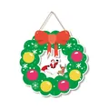 Vibrant Christmas wreath hanging decoration with Santa Claus and red bow for party - Christmas Round Door Hanging