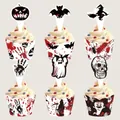 Ensemble de décorations de cupcakes Halloween avec motifs de mains ensanglantées - Décoration de Gâteau Halloween Style B