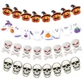 Halloween party banners set featuring cute ghosts, pumpkins, and skulls decoration - Halloween Mixed Style Banner