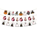Colorful Halloween party banners with spooky ghosts, pumpkins, and eyeballs - Halloween Shaped Banner ABC