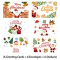 Lot de 6 cartes de vœux de Noël festives avec enveloppes et autocollants - Carte de Noël Style A4 / 6 Cartes + 6 Enveloppes + 6 Autocollants