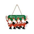 Festive Christmas hanging sign featuring four dancing Santa Claus for party decor - Four Santas Door Hanger