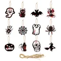 Halloween hanging ornament set with spooky blood splatter ghost pumpkin designs - Halloween Hanging Tags B / Set of 12