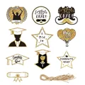 Set di etichette decorative per festa di laurea con glitter neri e oro scintillanti - Bianco / Set da 10 pezzi